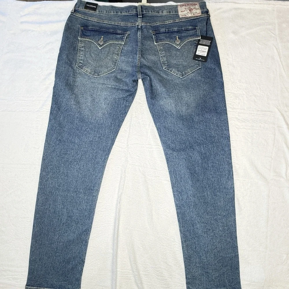 True‎ Religion Rocco Relaxed Skinny Jeans 38x32 Flap Pocket Y2K Medium Fog Wash